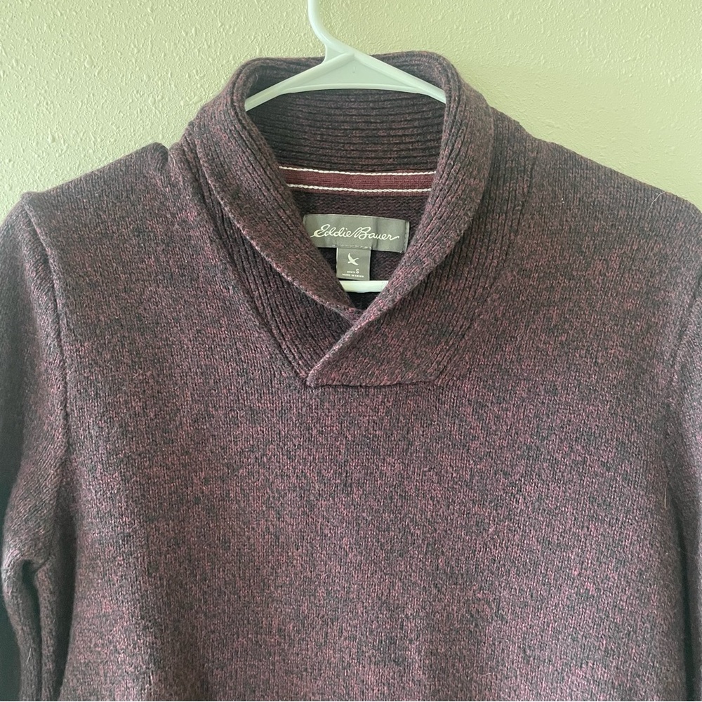 Eddie Bauer Men's Sz Small Dark Maroon Turtleneck Sweater Wool Blend
